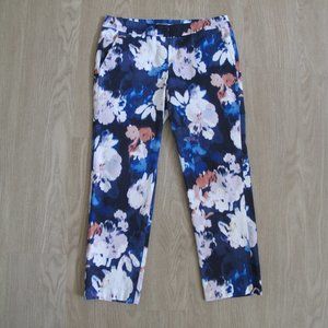 SAINT TROPEZ WEST Floral Watercolor Ankle Pants